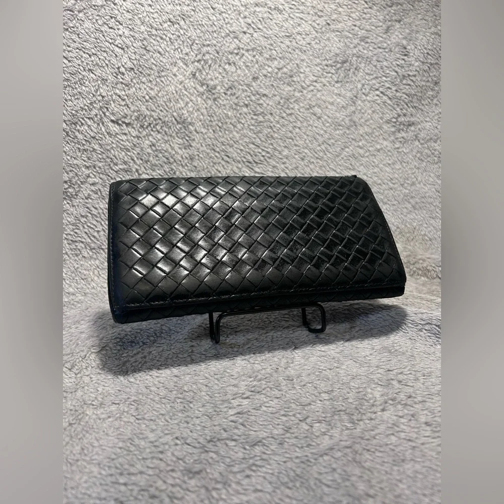 Bottega Veneta Y2K Black Leather Long Wallet - Picture 2 of 14